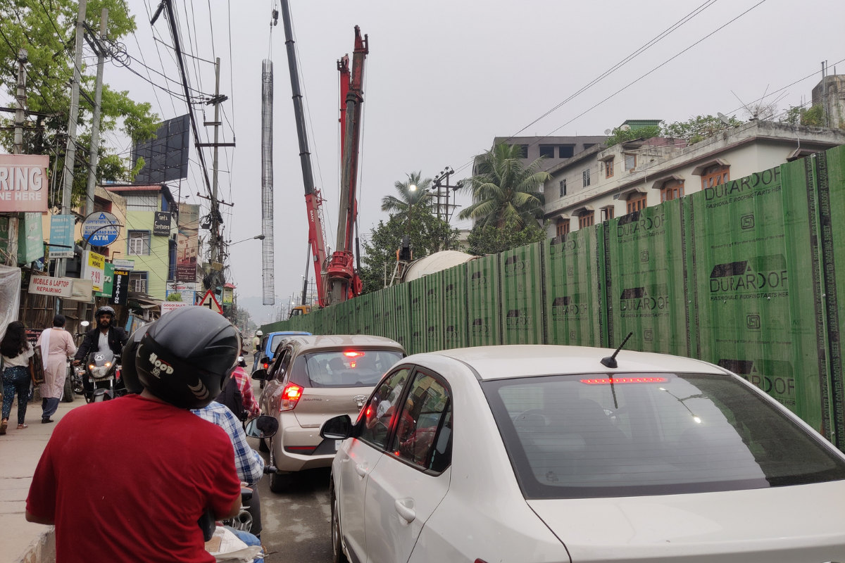 Guwahati Mad Chaos On Zoo Road Due To Ongoing Flyover Construction