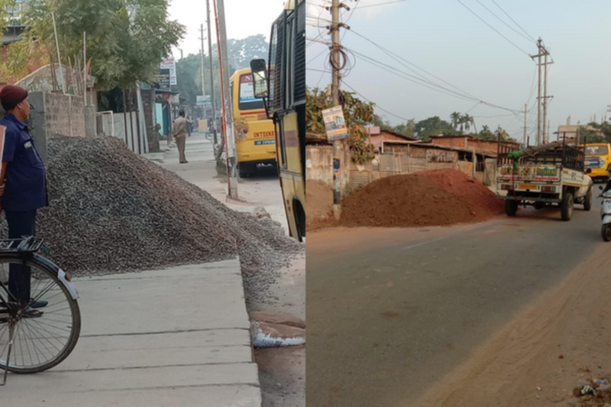 Construction Materials Blocking Roads Put Commuters At Risk In Guwahati